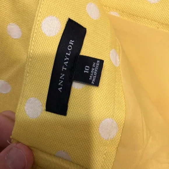 🌈 Ann Taylor yellow polka dot pencil skirt size 8 - Picture 4 of 6